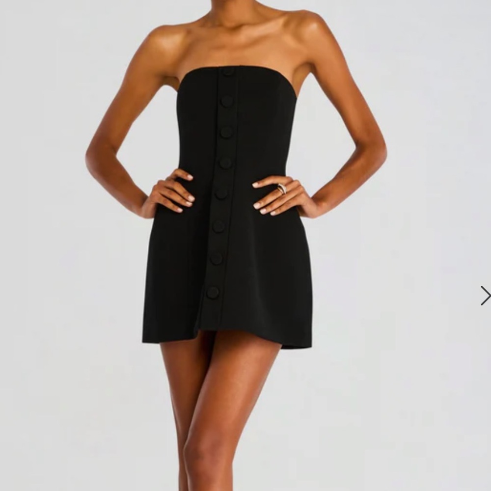 Sans Faff Laurent Mini Button Strapless Structured  Little Black Dress large